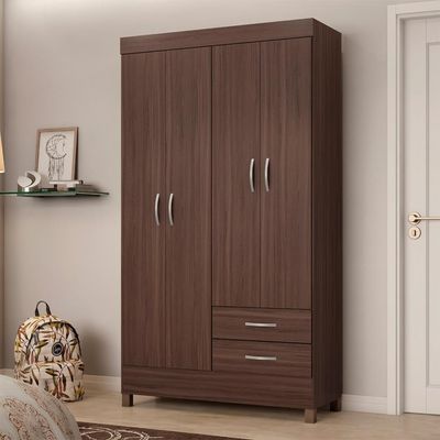 Guarda-Roupa Solteiro Astro 4 Portas 2 Gavetas Café Touch