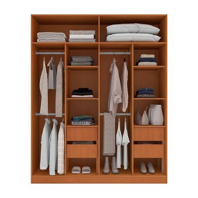 Guarda-Roupa Solteiro com Espelho Madrid 4 Portas 4 Gavetas Freijó e Azul