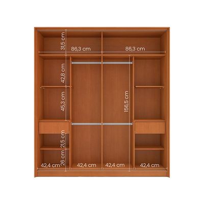 Guarda-Roupa Casal Madrid 2 Portas 2 Gavetas Freijó e Cinza