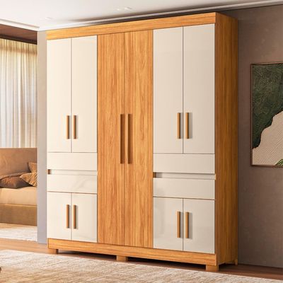 Guarda-Roupa Casal Vizanno 10 Portas 4 Gavetas Cinammon e Off White