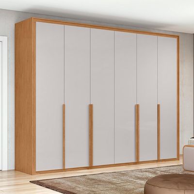 Guarda-Roupa Casal com Sapateiro Imperatore 6 Portas 6 Gavetas Amêndoa Clean e Off White