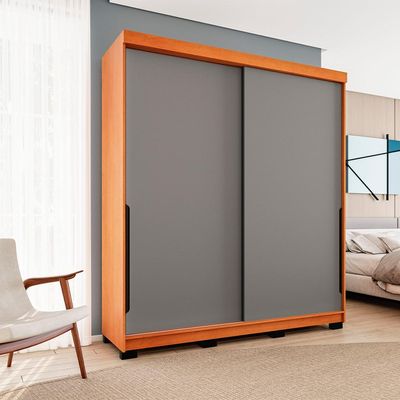 Guarda-Roupa Casal Madrid 2 Portas 2 Gavetas Freijó e Cinza