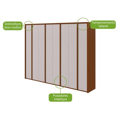 Guarda-Roupa Casal Ergon 8 Portas 6 Gavetas Frassino e Off White