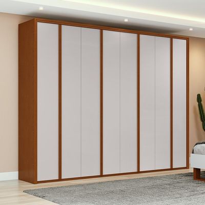 Guarda-Roupa Casal Ergon 8 Portas 6 Gavetas Frassino e Off White