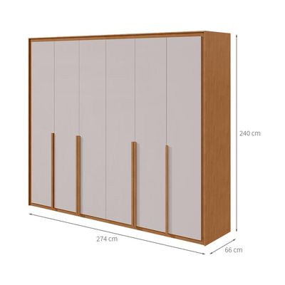 Guarda-Roupa Casal Imperatore 6 Portas 8 Gavetas Amêndoa Clean e Off White