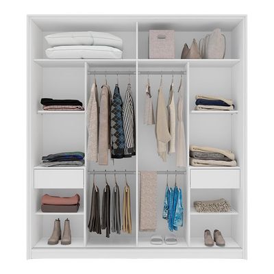 Guarda-Roupa Casal Madrid 2 Portas 2 Gavetas Branco e Cinza