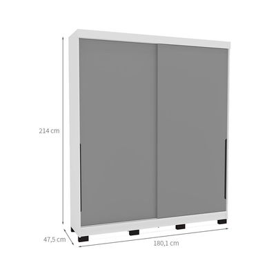 Guarda-Roupa Casal Madrid 2 Portas 2 Gavetas Branco e Cinza