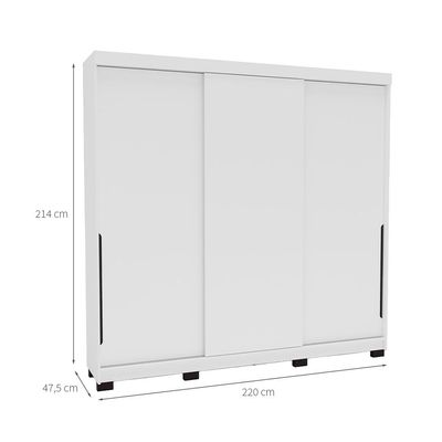 Guarda-Roupa Casal Madrid 3 Portas 4 Gavetas Branco