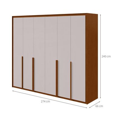 Guarda-Roupa Casal com Sapateiro Imperatore 6 Portas 6 Gavetas Frassino e Off White