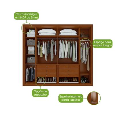Guarda-Roupa Casal com Sapateiro Imperatore 6 Portas 6 Gavetas Frassino e Off White