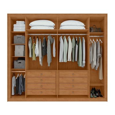 Guarda-Roupa Casal Imperatore 6 Portas 8 Gavetas Amêndoa Clean e Off White