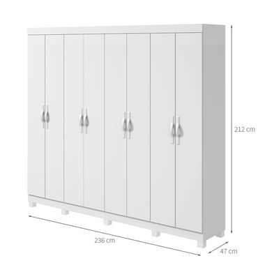 Guarda-Roupa Casal com Pés Serenata 8 Portas 6 Gavetas Branco