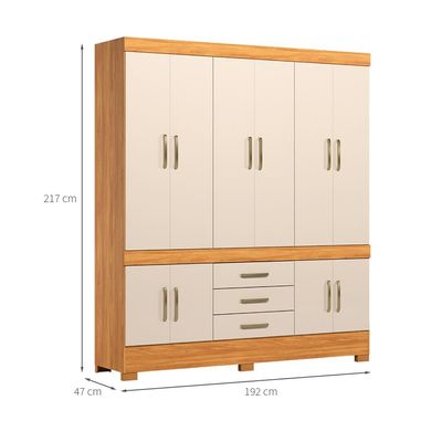 Guarda-Roupa Casal New Murano 10 Portas 3 Gavetas Cinnamon e Off White