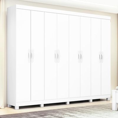 Guarda-Roupa Casal com Pés Serenata 8 Portas 6 Gavetas Branco