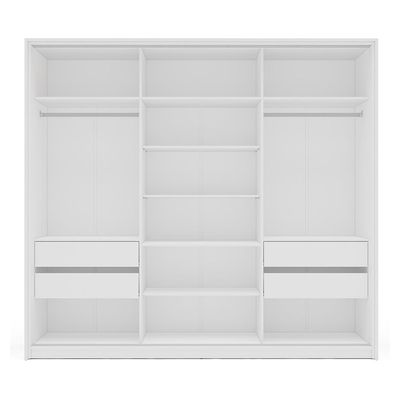 Guarda-Roupa Casal Madrid 3 Portas 4 Gavetas Branco e Creme
