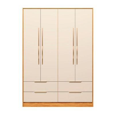 Guarda-Roupa Casal Domo 4 Portas 4 Gavetas  Cinnamon e Off White