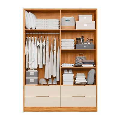 Guarda-Roupa Casal Domo 4 Portas 4 Gavetas  Cinnamon e Off White