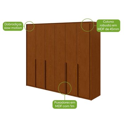 Guarda-Roupa Casal com Pés Imperatore 6 Portas 6 Gavetas Frassino