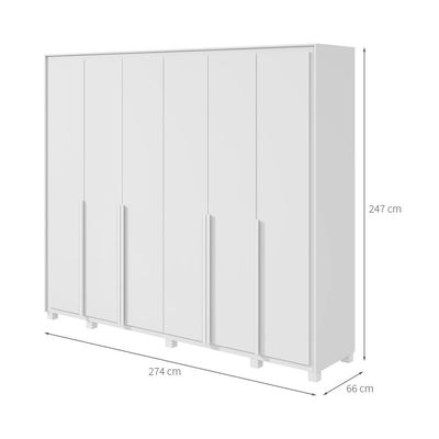 Guarda-Roupa Casal com Pés Imperatore 6 Portas 8 Gavetas Branco
