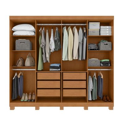 Guarda-Roupa Casal com Pés Serenata 8 Portas 6 Gavetas Amêndoa Clean e Off White