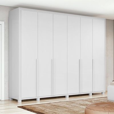Guarda-Roupa Casal com Pés Imperatore 6 Portas 8 Gavetas Branco