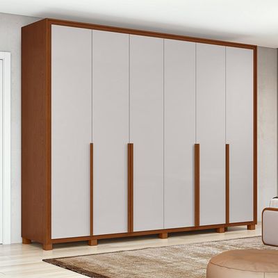Guarda-Roupa Casal com Pés Imperatore 6 Portas 6 Gavetas Frassino e Off White