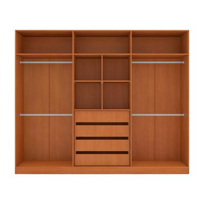 Guarda-Roupa Casal com Espelho Madrid 6 Portas 4 Gavetas Freijó e Cinza