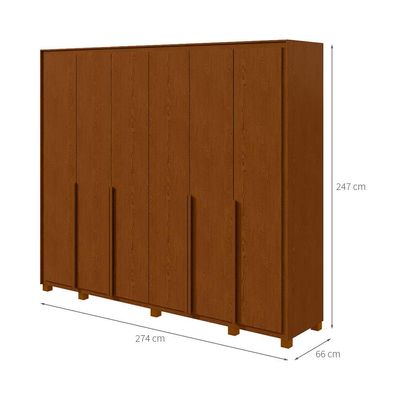 Guarda-Roupa Casal com Pés e Sapateiro Imperatore 6 Portas 6 Gavetas Frassino