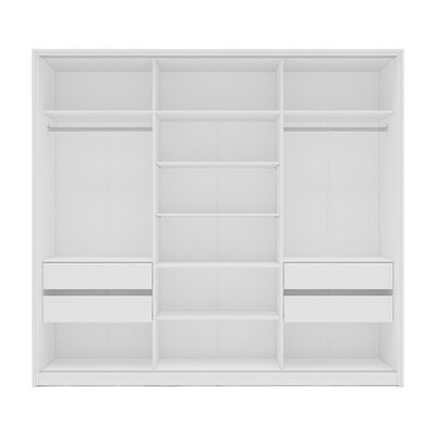 Guarda-Roupa Casal com Espelho Madrid 3 Portas 2 Gavetas Branco e Cinza