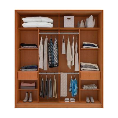 Guarda-Roupa Casal com Espelho Madrid 2 Portas 2 Gavetas Freijó e Cinza