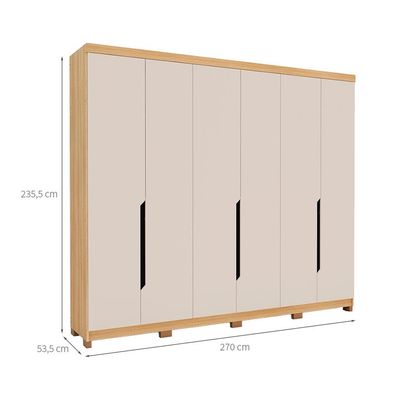 Guarda-Roupa Casal Barcelona 6 Portas 4 Gavetas Carvalho e Off White