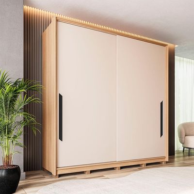 Guarda-Roupa Casal Barcelona 2 Portas 4 Gavetas Carvalho e Off White