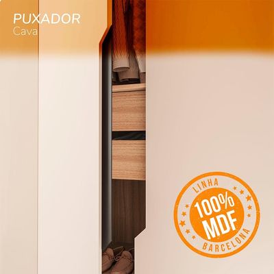Guarda-Roupa Casal Barcelona 6 Portas 4 Gavetas Carvalho e Off White