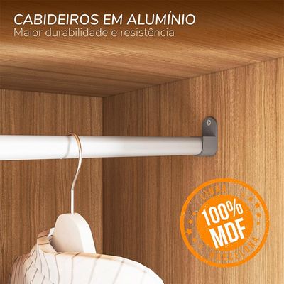 Guarda-Roupa Casal Barcelona 2 Portas 4 Gavetas Carvalho e Off White