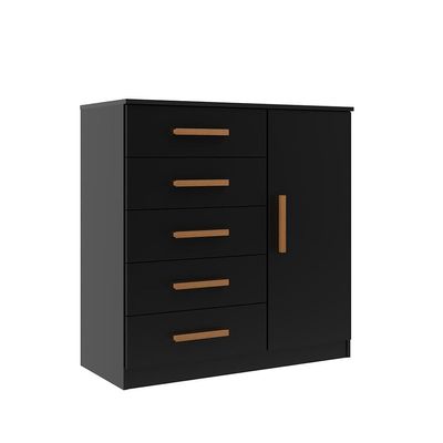 Cômoda Sapateira New Monaco 1 Porta 5 Gavetas Preta