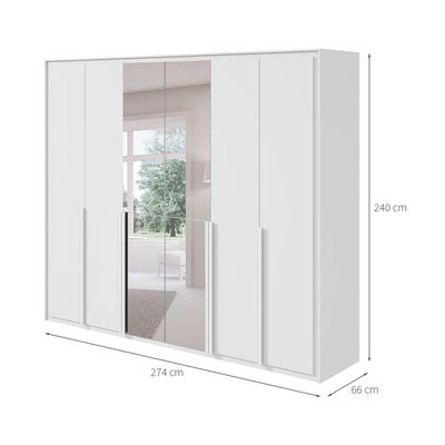 Guarda-Roupa Casal com Espelho e Sapateiro Imperatore 6 Portas 6 Gavetas Branco