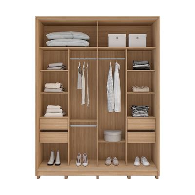 Guarda-Roupa Casal com Espelho Barcelona 2 Portas 4 Gavetas Carvalho e Off White