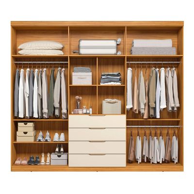 Guarda-Roupa Casal com Espelho Giardino 6 Portas 4 Gavetas Cinnamon e Off White
