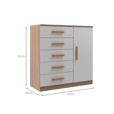 Cômoda Sapateira New Monaco 1 Porta 5 Gavetas Demolição e Branca