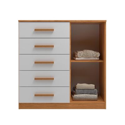 Cômoda Sapateira New Monaco 1 Porta 5 Gavetas Cinnamomo e Branca