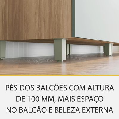 Cozinha Completa Marquesa I com Ilha 100% MDF 4 Portas 7 Gavetas Verde e Nature