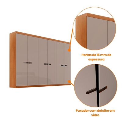 Guarda-Roupa Casal 100% MDF Spazio 6 Portas 6 Gavetas Naturale