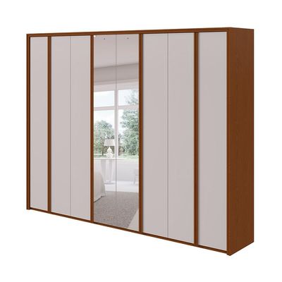 Guarda-Roupa Casal com Espelho Ergon 8 Portas 6 Gavetas Frassino e Off White
