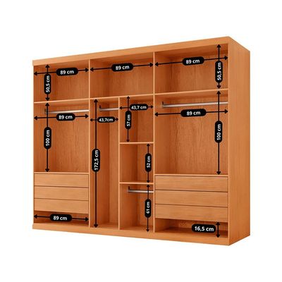 Guarda-Roupa Casal 100% MDF Spazio 6 Portas 6 Gavetas Naturale
