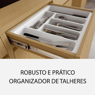 Cozinha Compacta Simone Mendes 100% MDF 9 Portas 3 Gavetas Bege e Carvalho