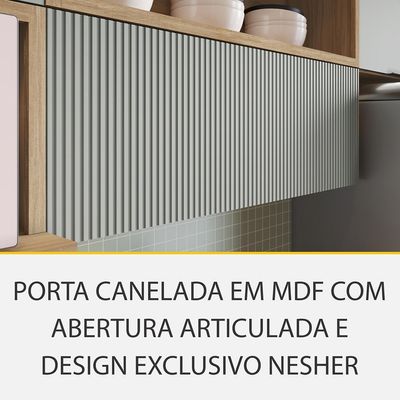 Cozinha Completa Marquesa I com Ilha 100% MDF 4 Portas 7 Gavetas Verde e Nature