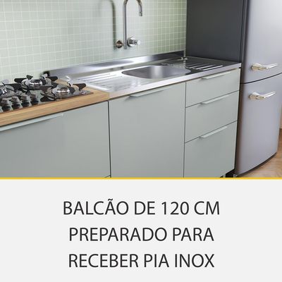 Cozinha Completa Marquesa I com Ilha 100% MDF 4 Portas 7 Gavetas Verde e Nature