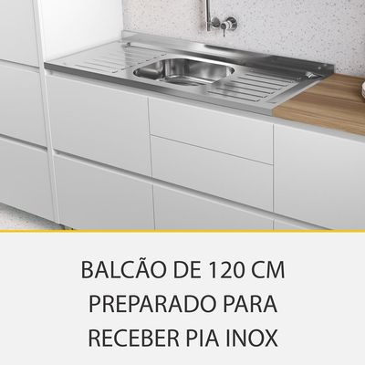 Cozinha Completa Rainha 100% MDF 12 Portas 8 Gavetas Branca e Nature