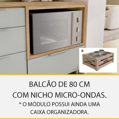 Cozinha Completa Marquesa I com Ilha 100% MDF 4 Portas 7 Gavetas Verde e Nature