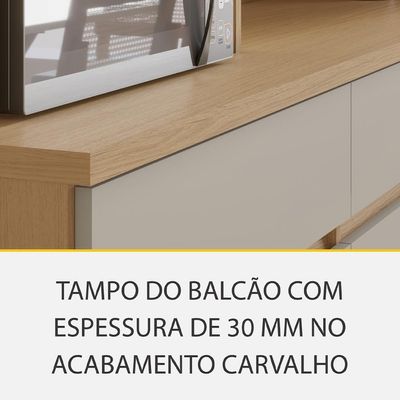 Cozinha Completa 100% MDF Realeza Premium 8 Portas 4 Gavetas Bege e Carvalho